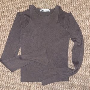 Zara Ribbed Cut Out Long Sleeve